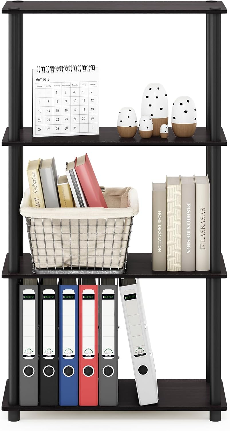 Furinno Turn-N-Tube Toolless 4-Tier Storage Shelves, Walnut
