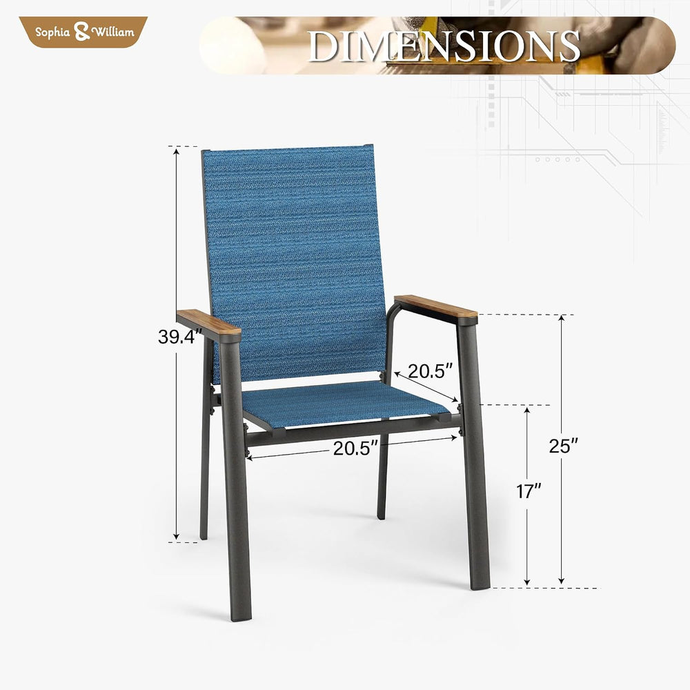 Sophia & William Patio Dining Chairs Set of 2, Stackable Aluminuum Frame