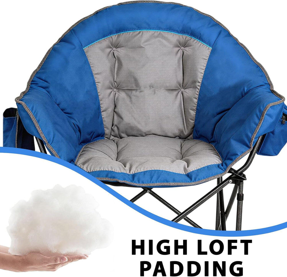 Romswi Oversized XXL Padded Camping Chairs for Adults, 1Pcs 500lbs Heavy Duty...
