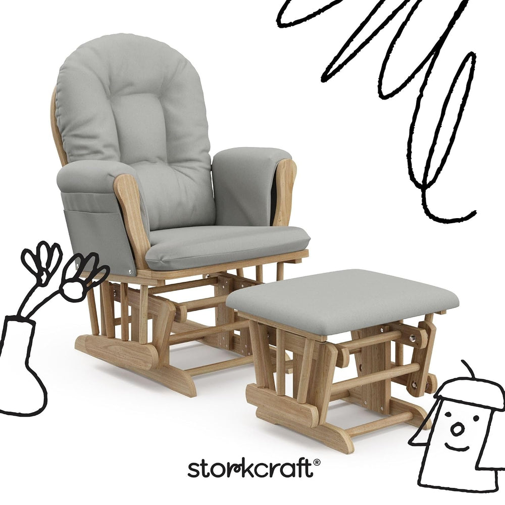 Storkcraft Premium Hoop Glider & Ottoman, Natural/Light Gray