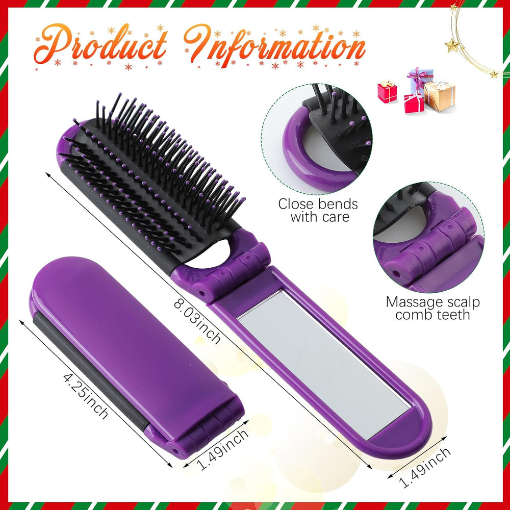 Barydat 200 Pcs Folding Hair Brushes with Mirror Bulk, Portable Combs
