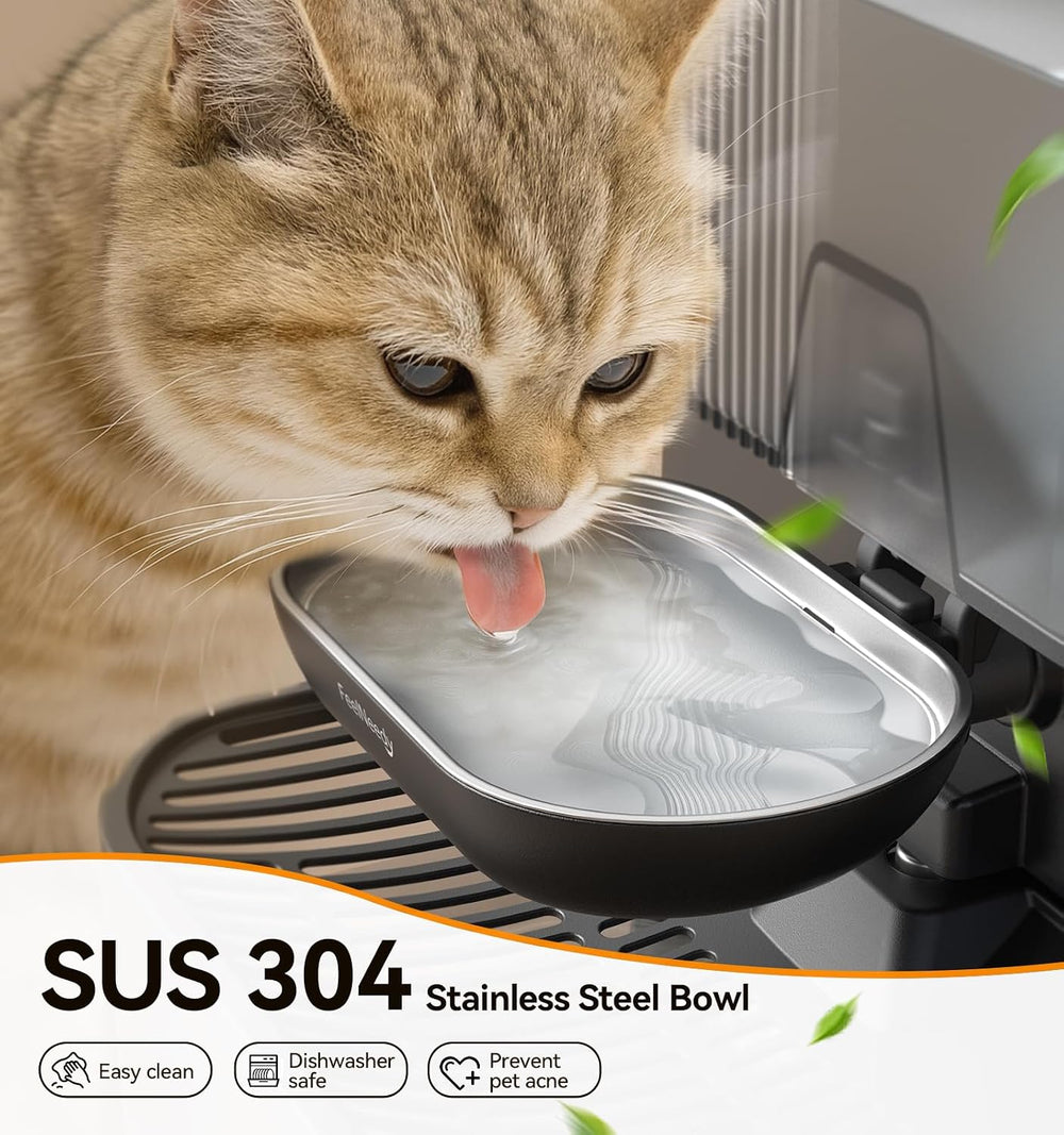 Wireless Cat Water Fountain No Filters, Wastewater Separation, FEELNEEDY Stai...