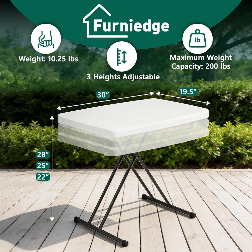 30 Inch Folding Table, Adjustable Height TV Tray for Small Spaces, Heavy Duty...