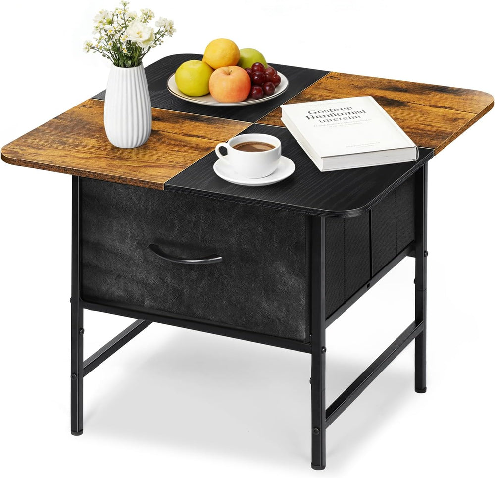 Small Coffee Table for Living Room,Storage Coffee Table with 2 Drawer,Black