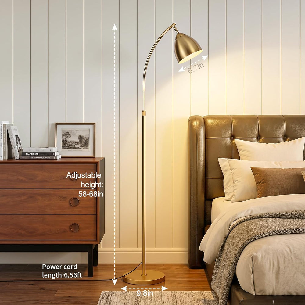 68" Gold Arc Floor Lamp with Iron Shade, Bulb Included