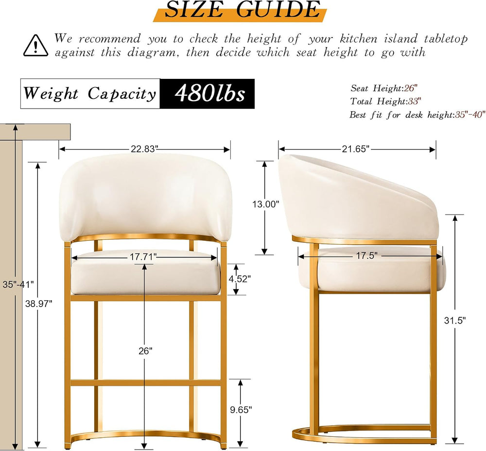 Modern Counter Height Bar Stools,Bar Stools Set of 4,Faux Leather Upholstered...