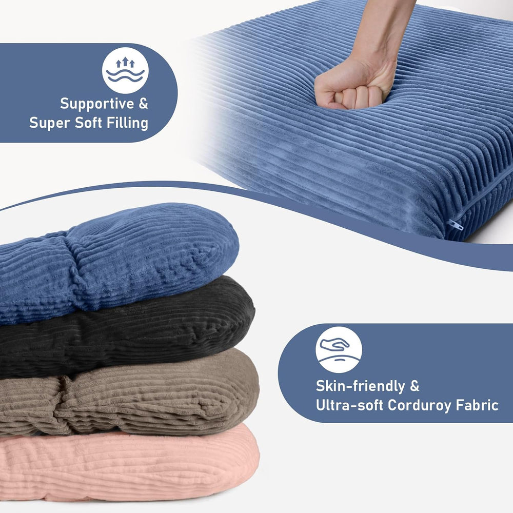 5PCS Glider Rocker Replacement Cushions with Storage Side Pockets, Blue