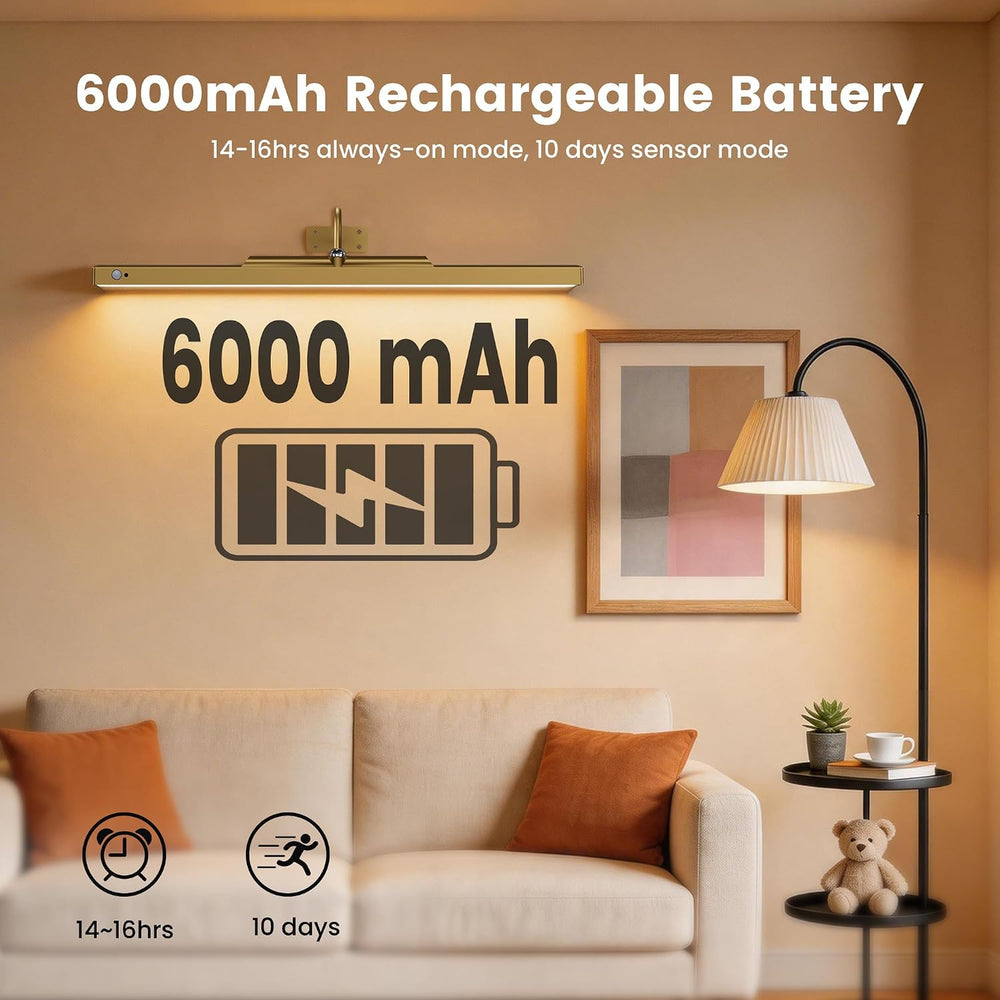 Rechargeable Motion Sensor Picture Light for Wall, 24 Inch, Brass, 1 Pack