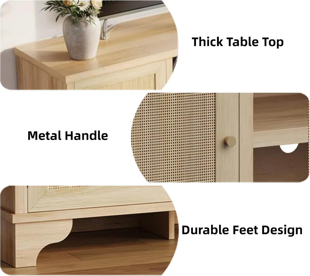 IDEALHOUSE 2 Piece Living Room Set, 62" TV Stand Coffee Table, Natural