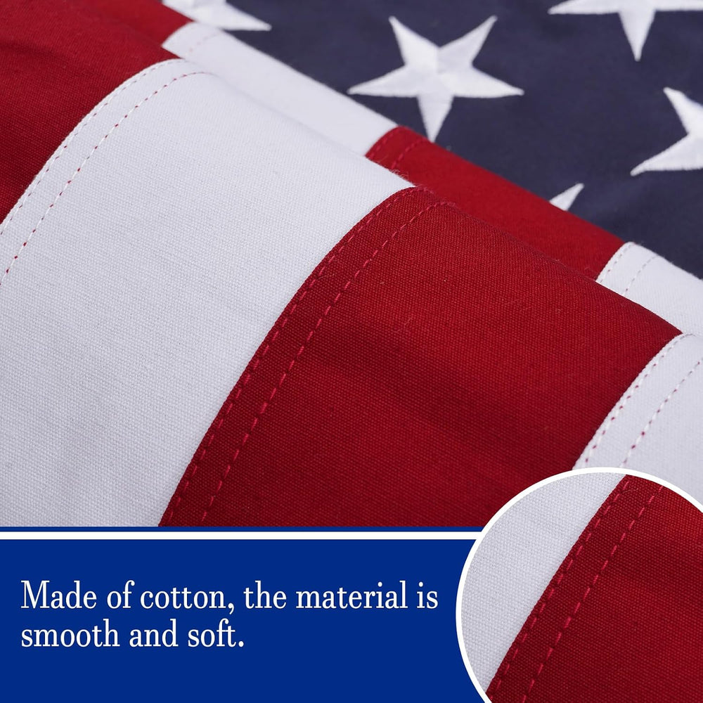 Bradford Cotton American Flag 4x6 feet Embroidered Star Cloth USA US Flags So...