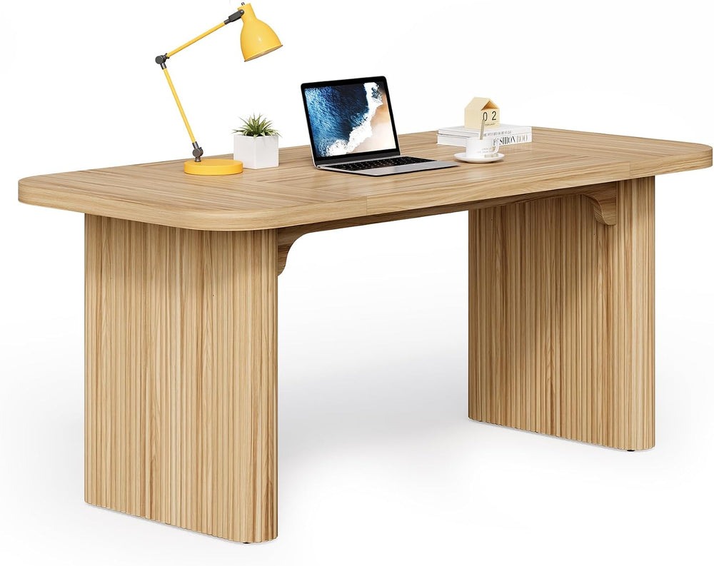 LITTLE TREE 62-Inch Home Office Computer Desk, Large Writing Desk with Textur...