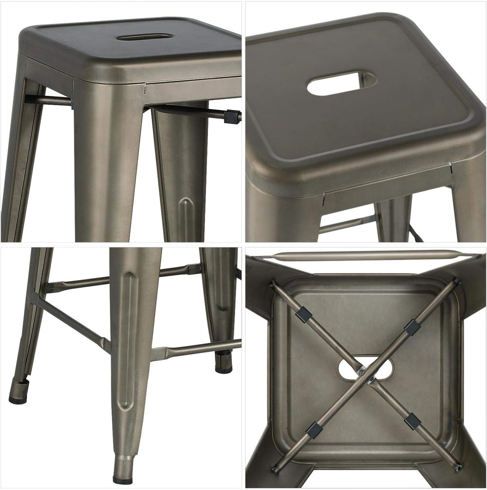 Topeakmart 24 Inch Metal Counter Height Stools Set of 4, Stackable, Metal
