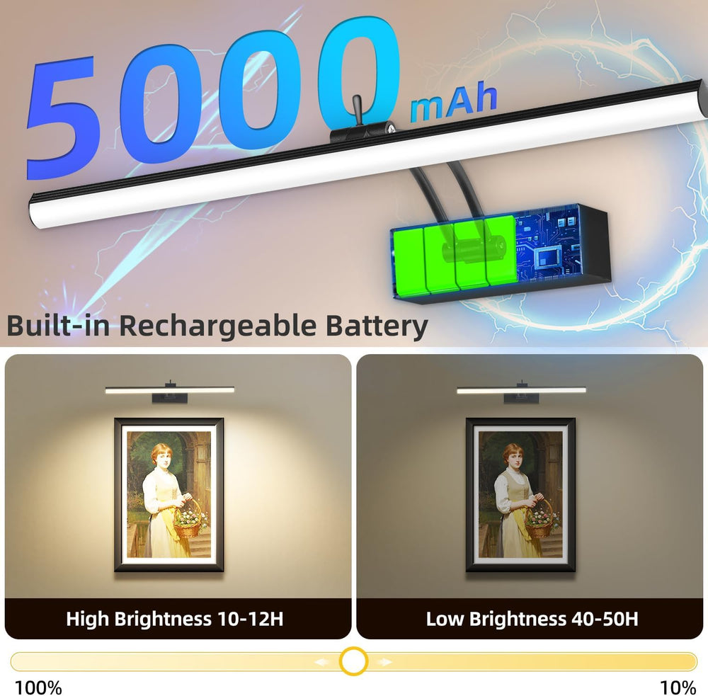 6CCT 16" Rechargeable Picture Lights for Wall with Remote, 4 Pack Black