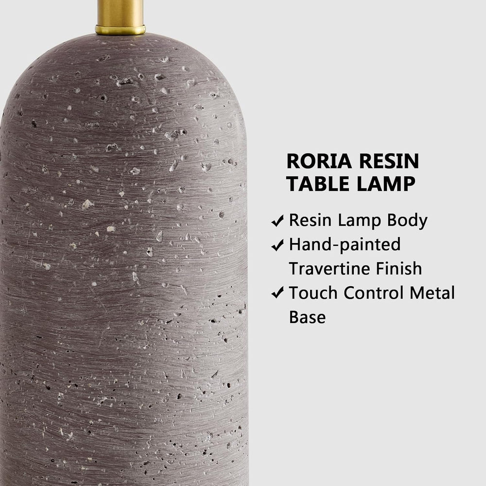 RORIA 25" Set of 2 Touch Farmhouse Table Lamps for Bedroom with USB C+A