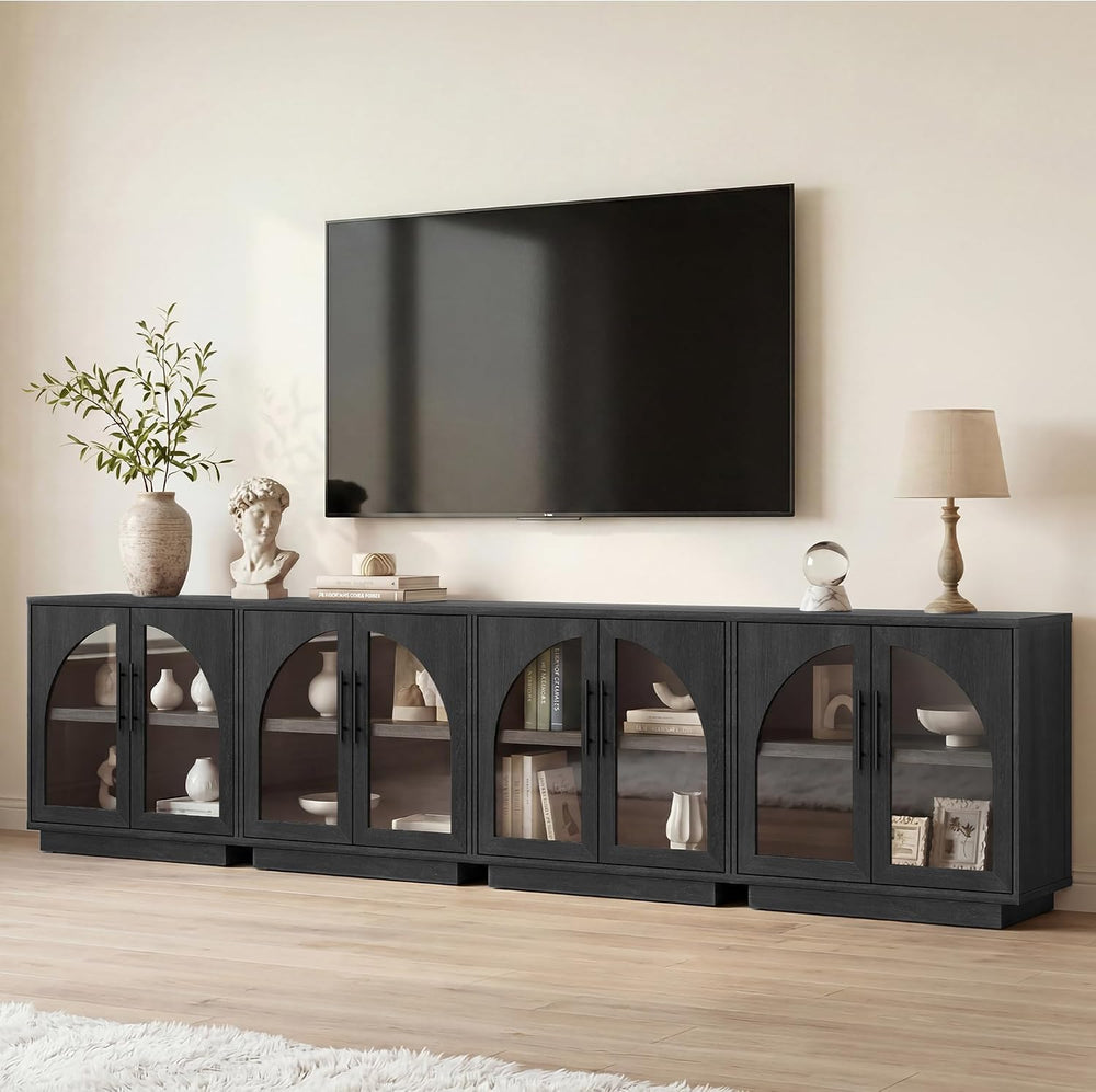 Fatmok Arched Glass Sideboard Buffet Cabinet, 31.5" Farmhouse Accent Sto...