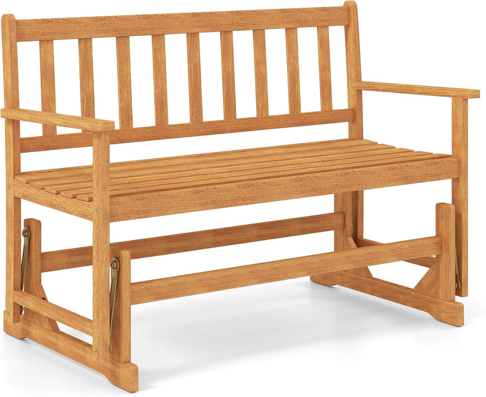 Tangkula 2-Person Outdoor Acacia Wood Glider Bench, Heavy Duty 800 LBS, Patio...