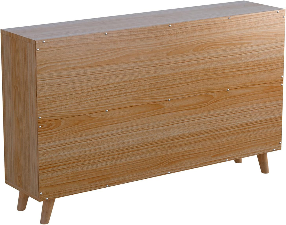 OSCHF 8-Cube Bookcase with Doors, 2-Tier Low Storage Cabient, Oak