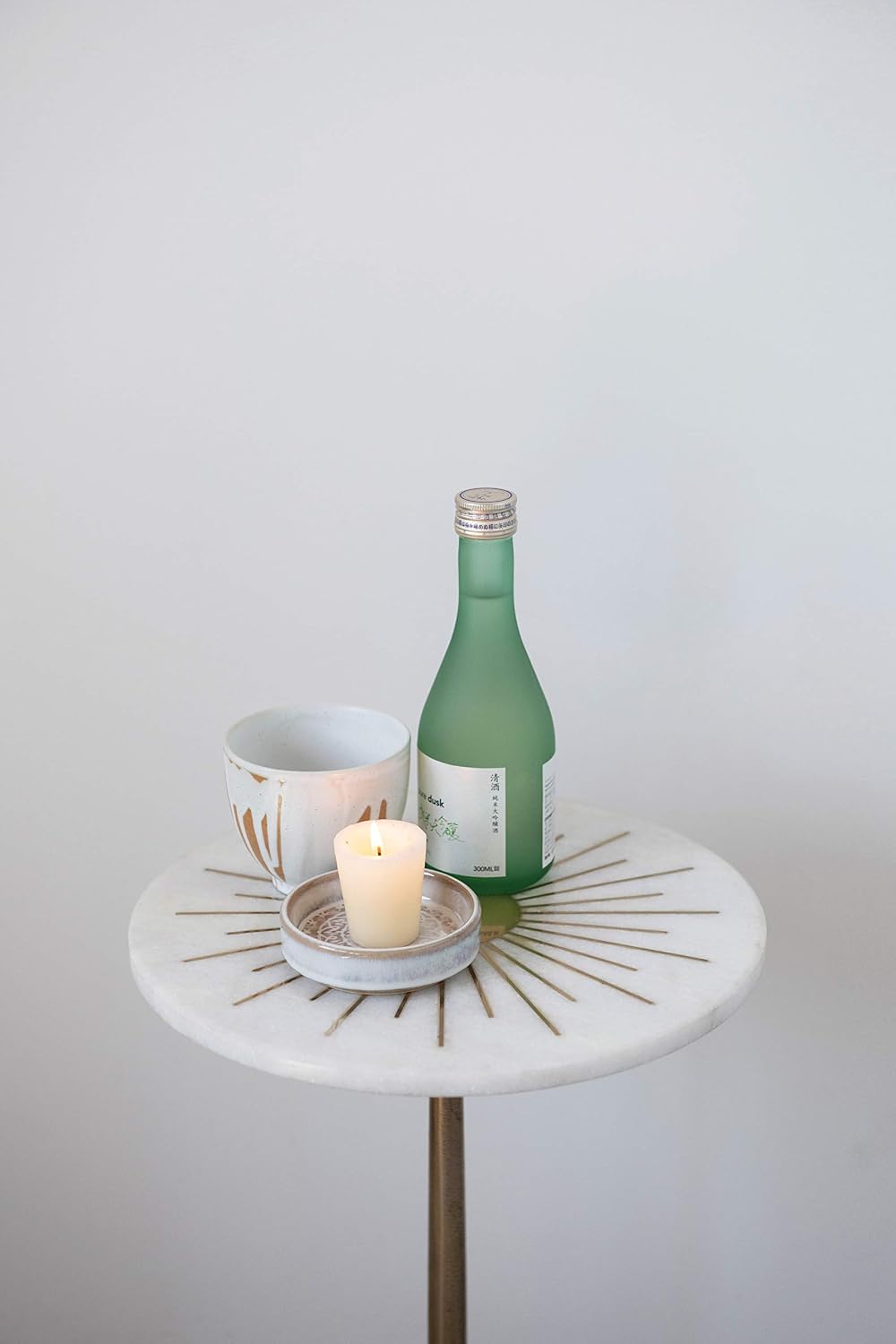 Creative Co-Op Luxe Aluminum and Marble Martini Table, Gold