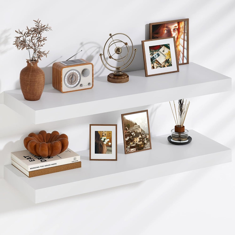 Fun Memories Floating Shelves, 9.3'' Deep Solid Pine Wood Wall Shelve...