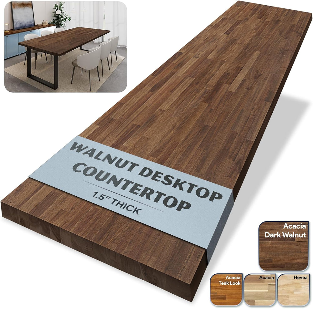 Howizz Walnut Butcher Block Countertop 60 x 30 x 1.5 Inches - Solid Wood Tabl...