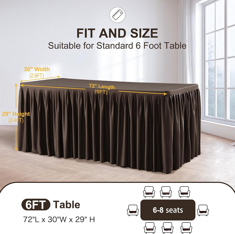 Wish Care 2 Pack Brown Rectangle Table Clothes for 6 Foot Tables, Polyester F...