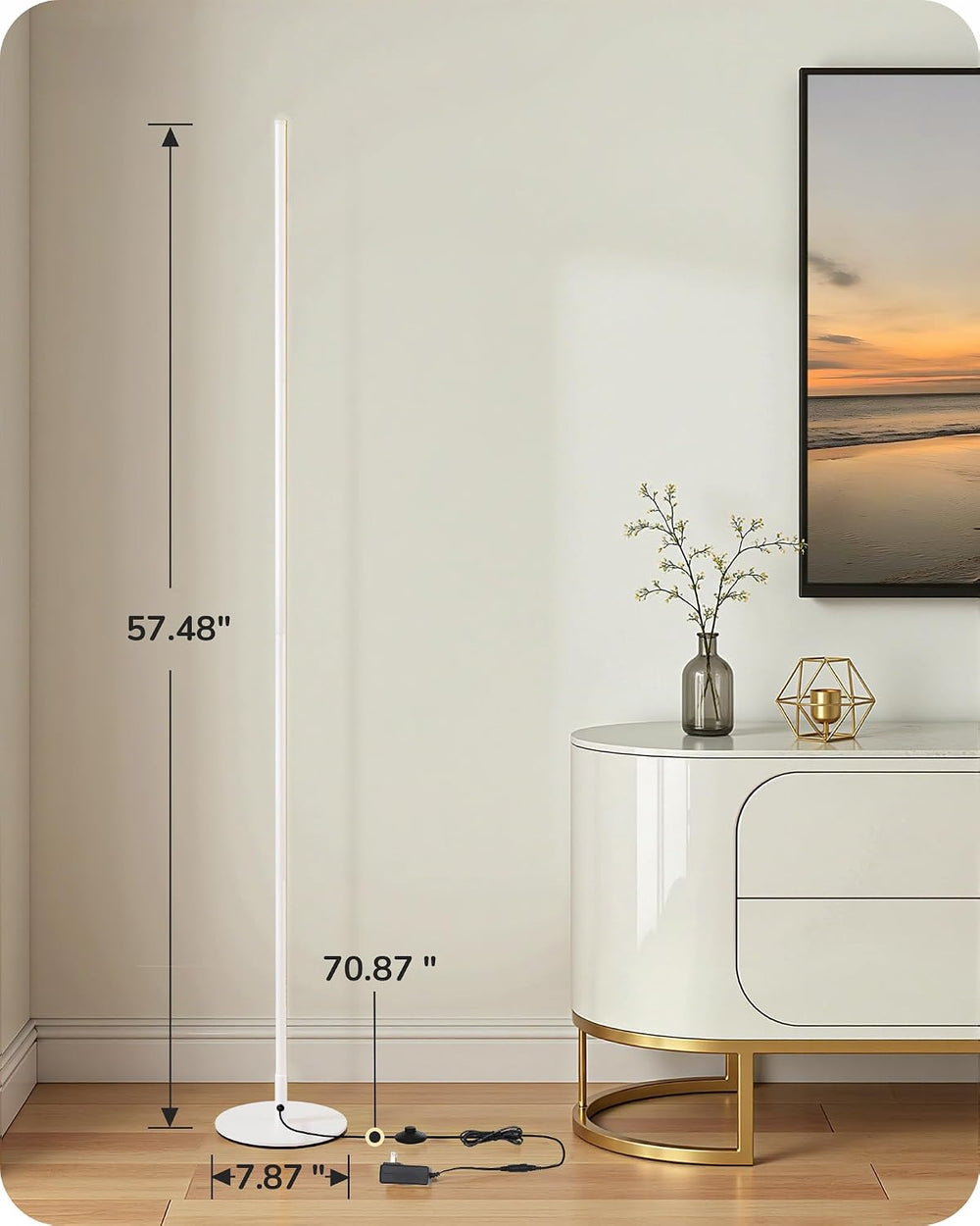 EDISHINE 2 Pack 57.5” Floor Lamps with Remote, Stepless Dimmable & 7 CCT