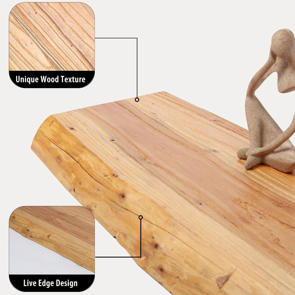 SAUMONIERES Live Edge Floating Shelves for Bedroom Living Room Wall Mounted S...