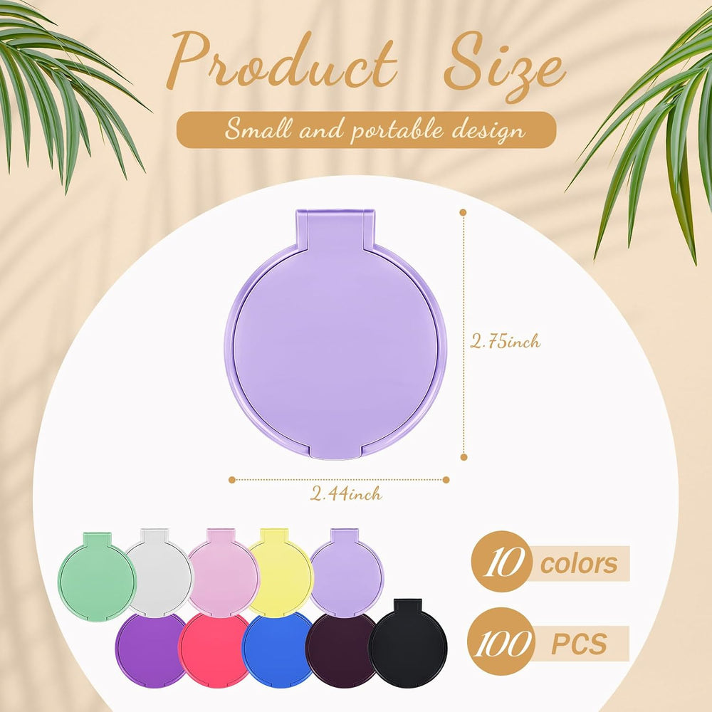 Juexica 100 Pcs Compact Mirrors Bulk, Mini Folding Stand, Classic Colors