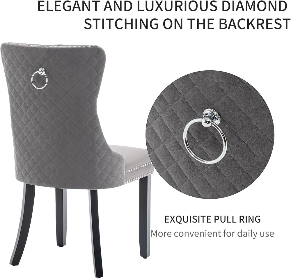 Velvet Dining Chairs Set of 4, Upholstered Dining Room Chairs with Nailhead T...