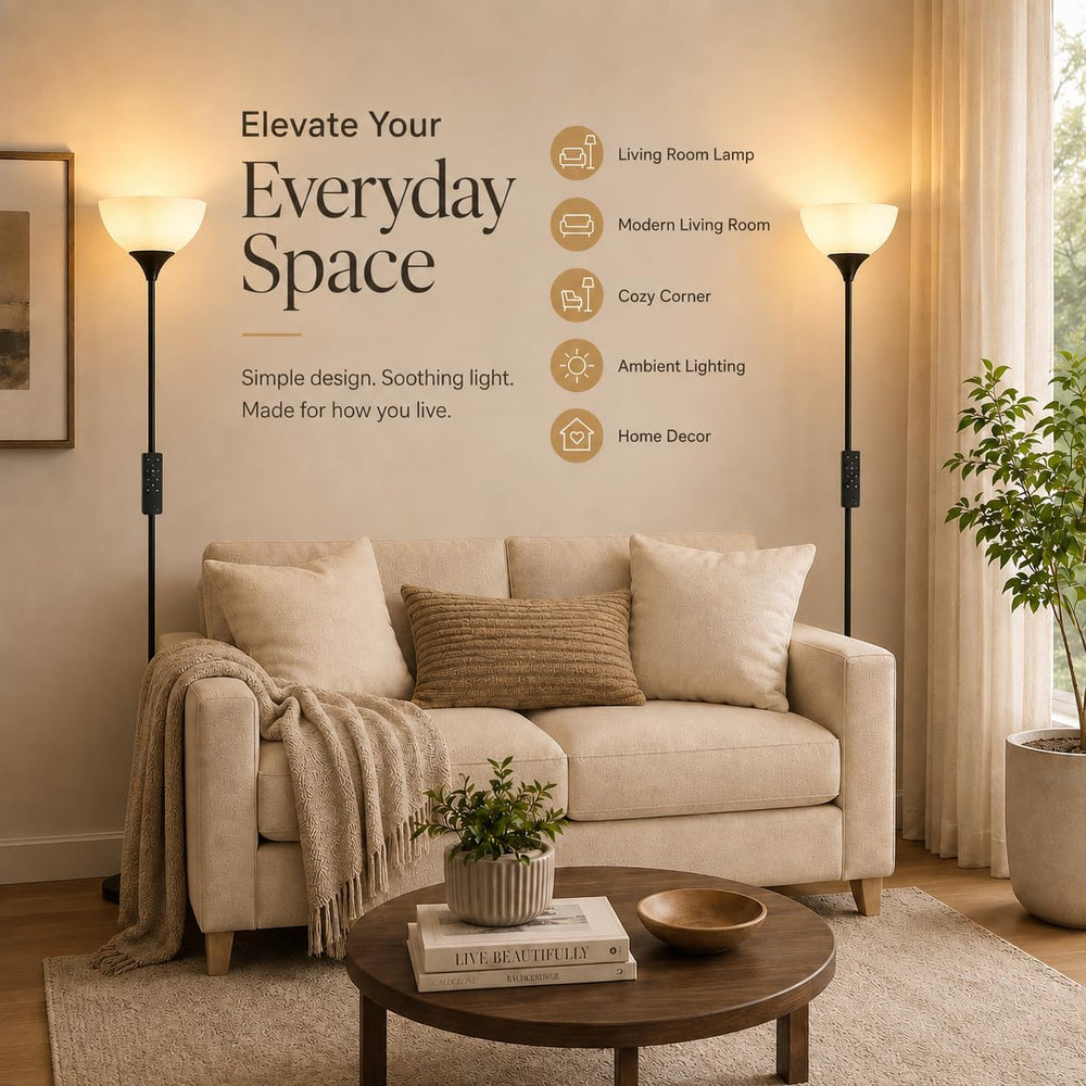 PESRAE Floor Lamp, Remote Control, Stepless Brightness & Color Temperature