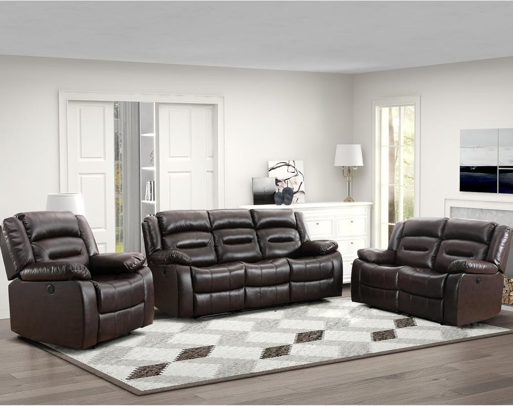 EBELLO Faux Leather Power Recliner Sofa Set, Electric Recliner Chair, Lovesea...