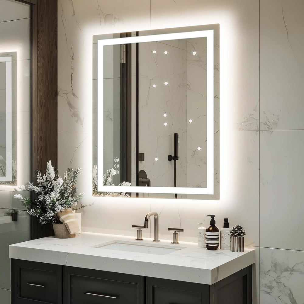 32"x 24" LED Bathroom Mirror with Lights, Backlit + Front Lit