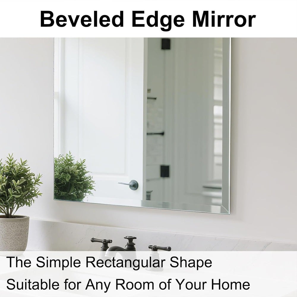 Bathroom Mirror for Over Sink 24x16 Inch Frameless Wall Mirror Rectangle