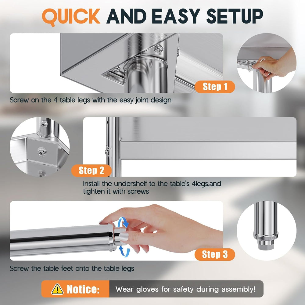 Jocisland 48 x 30-Inch Stainless Steel Prep and Work Table