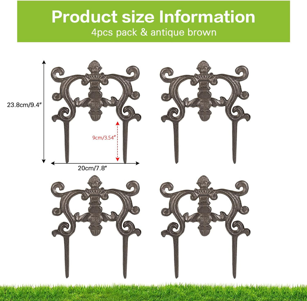 Sungmor Cast Iron Brown Flower Bed Edging - 9.4 Inches Tall 4 Pack