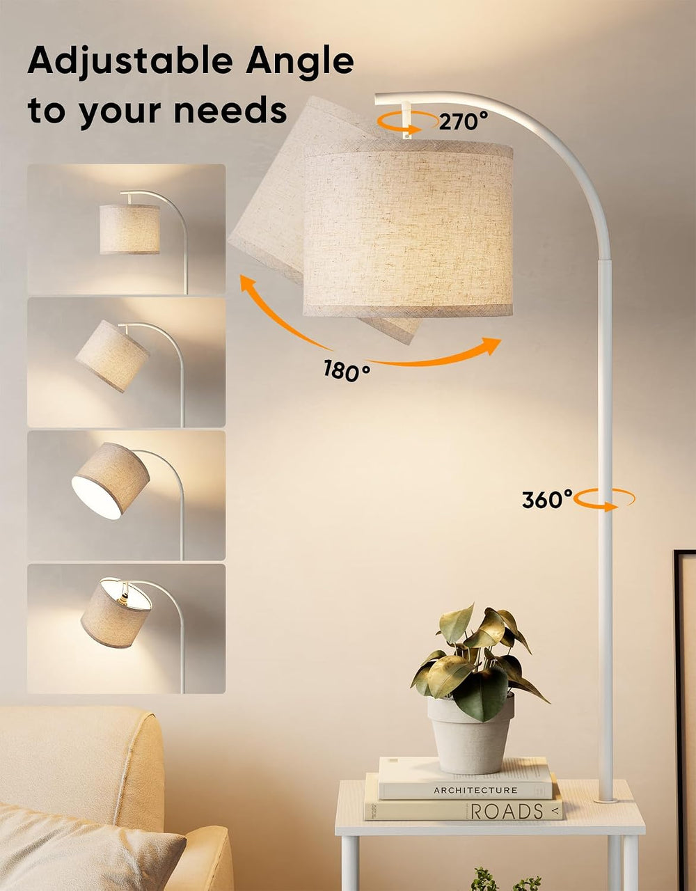 Floor Lamp with Table 2-Pack, Nightstands End Side Table for Living Room