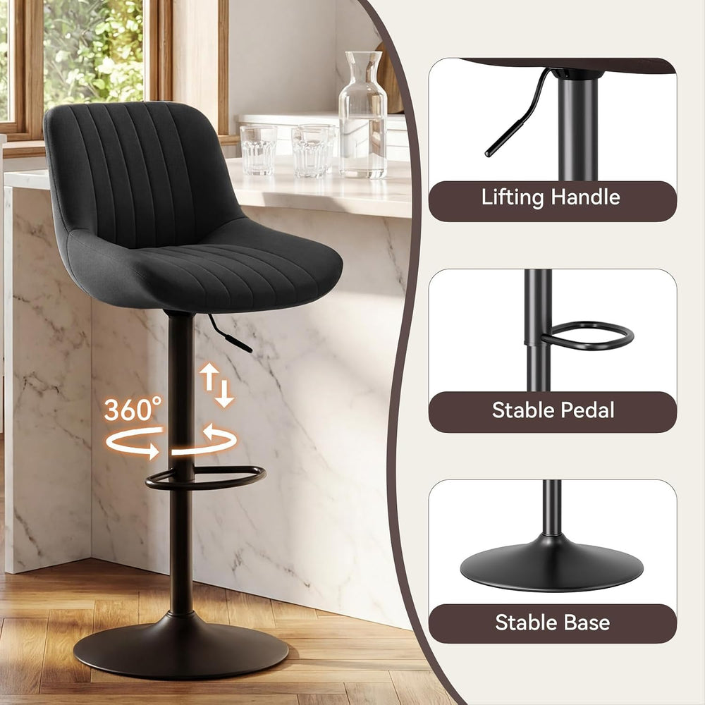 Nalupatio Bar Stools Set of 2, Adjustable Modern Swivel Bar Stools with Backs...
