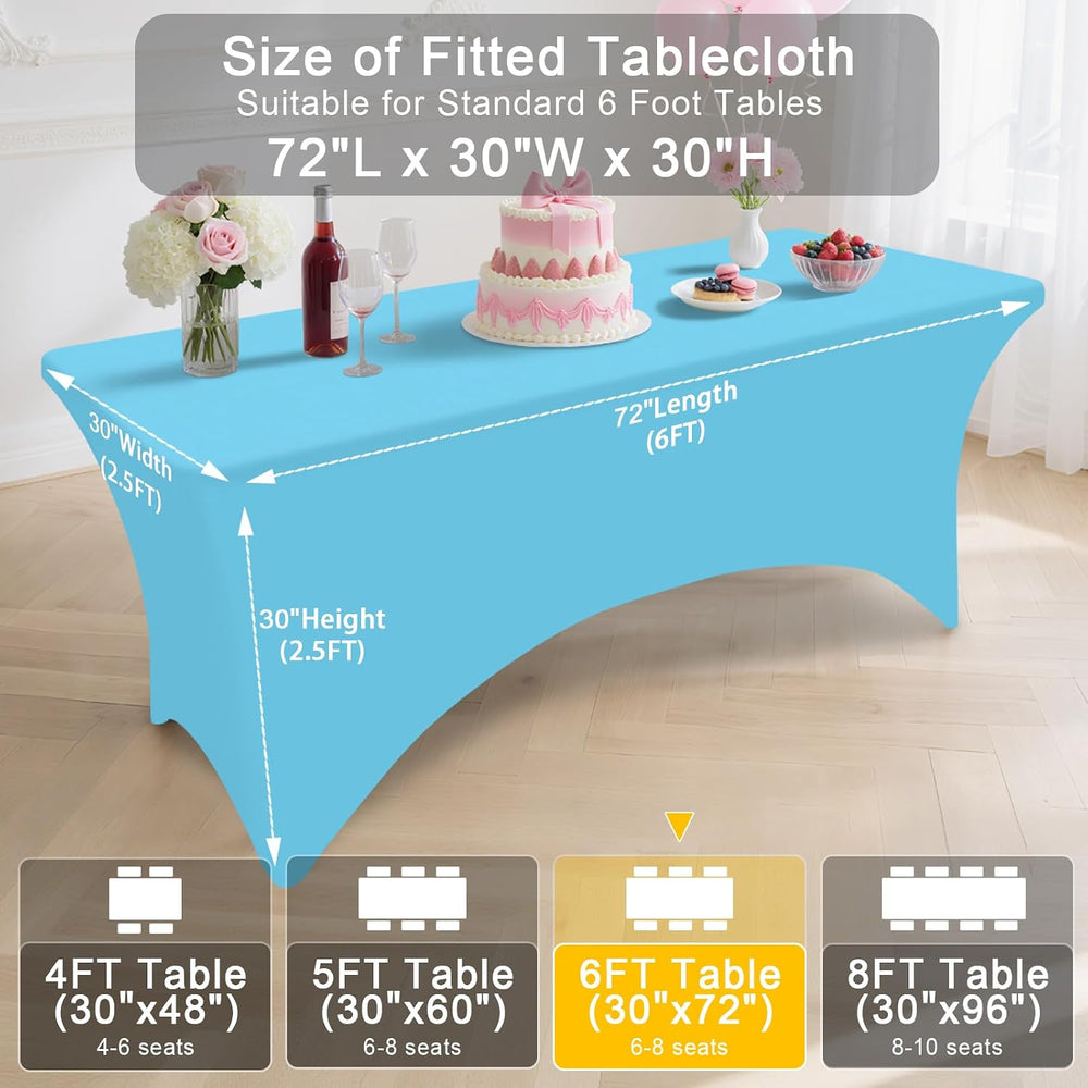Smiry 2 Pack Spandex Table Cloth 6FT, Elastic Fitted Blue Mist Tablecloth