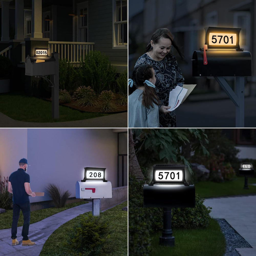 Solar Backlit Address Sign for Mailbox, House Number Plaque Double Side Illum...