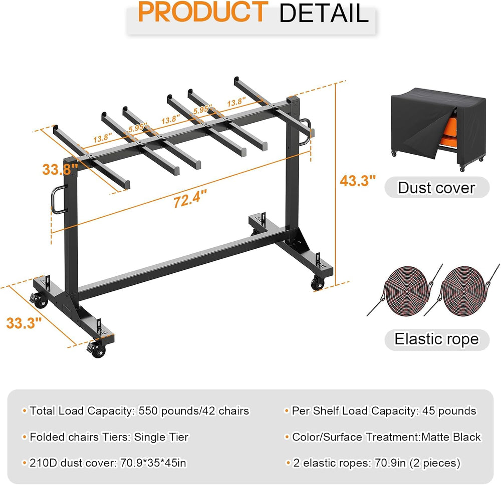 SPECRAFT Folding Chair Rack and Table Cart for 42 Chairs or 12 Tables