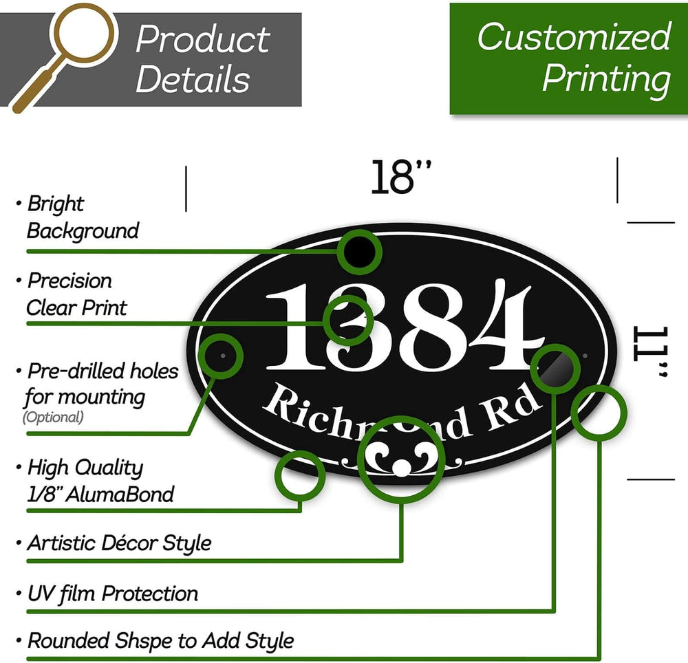 My Sign Center House Address Sign, House Address Plaque, Indoor/Outdoor Use, ...