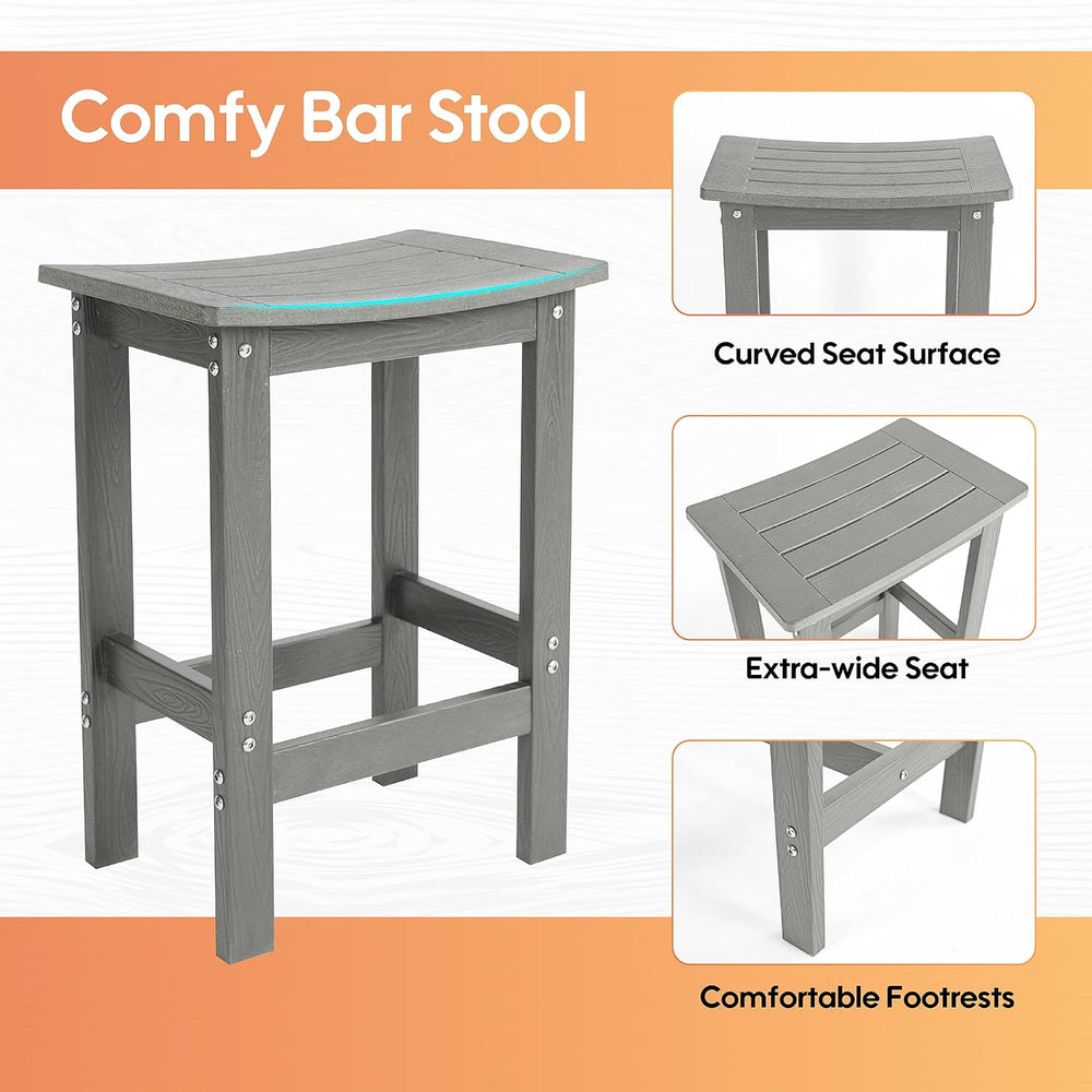 HIPS Outdoor Patio Bar Set, All Weather HIPS Bar Table and Chairs Set for Out...