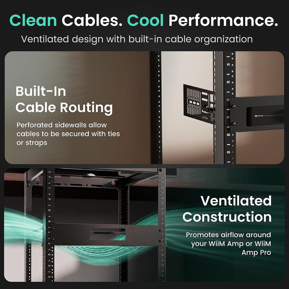 ynVISION.DESIGN 2U Rack Shelf for WiiM Amp, Amp Pro, Vibelink Amp, 3 Pack