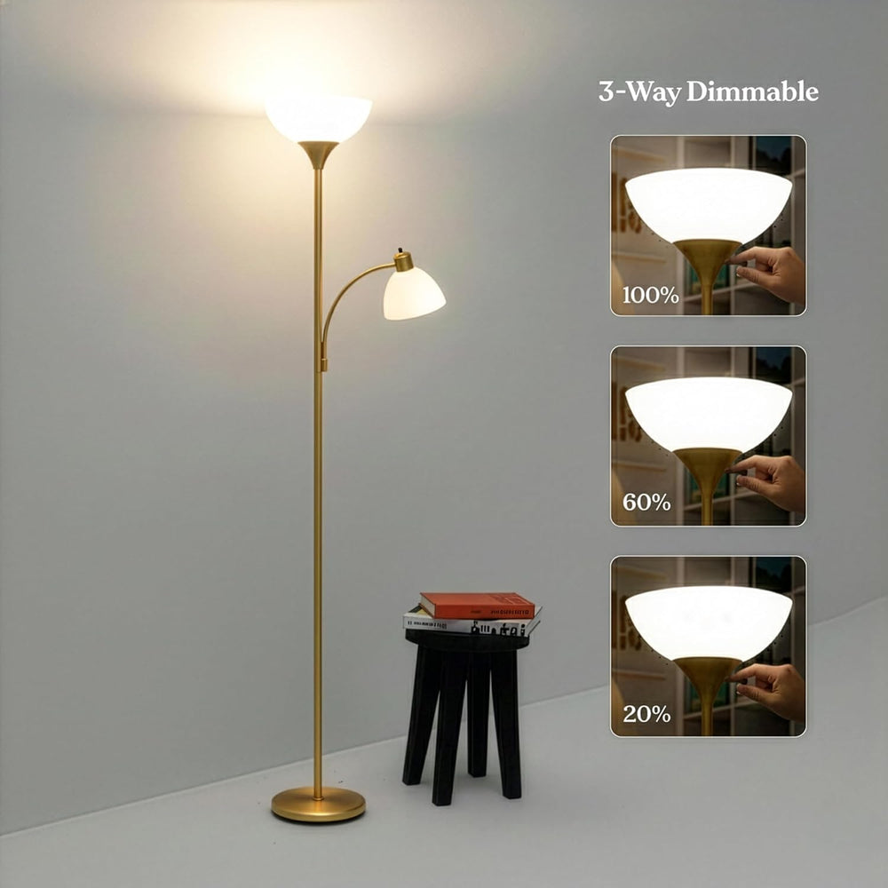 Brightech Sky Dome Plus LED Floor lamp, Torchiere Super Bright Floor Lamp wit...