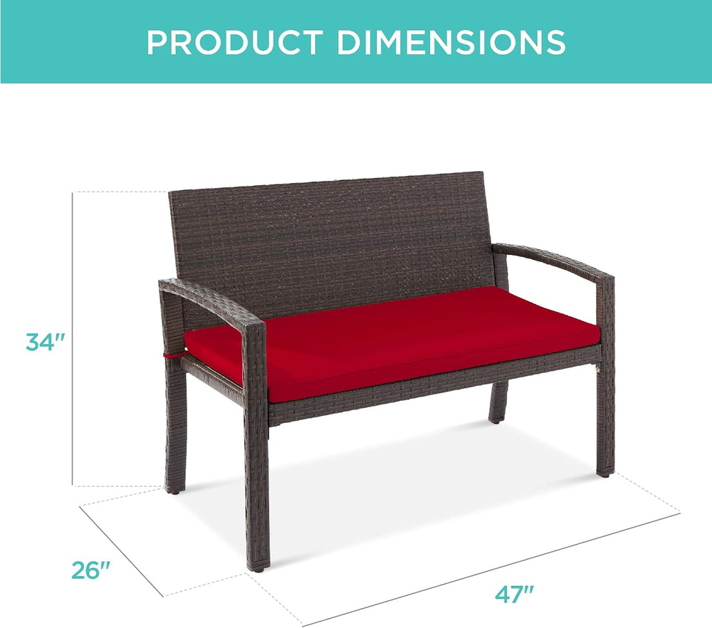 Best Choice Products Outdoor Bench 2-Person Wicker Garden Patio Benches Seati...
