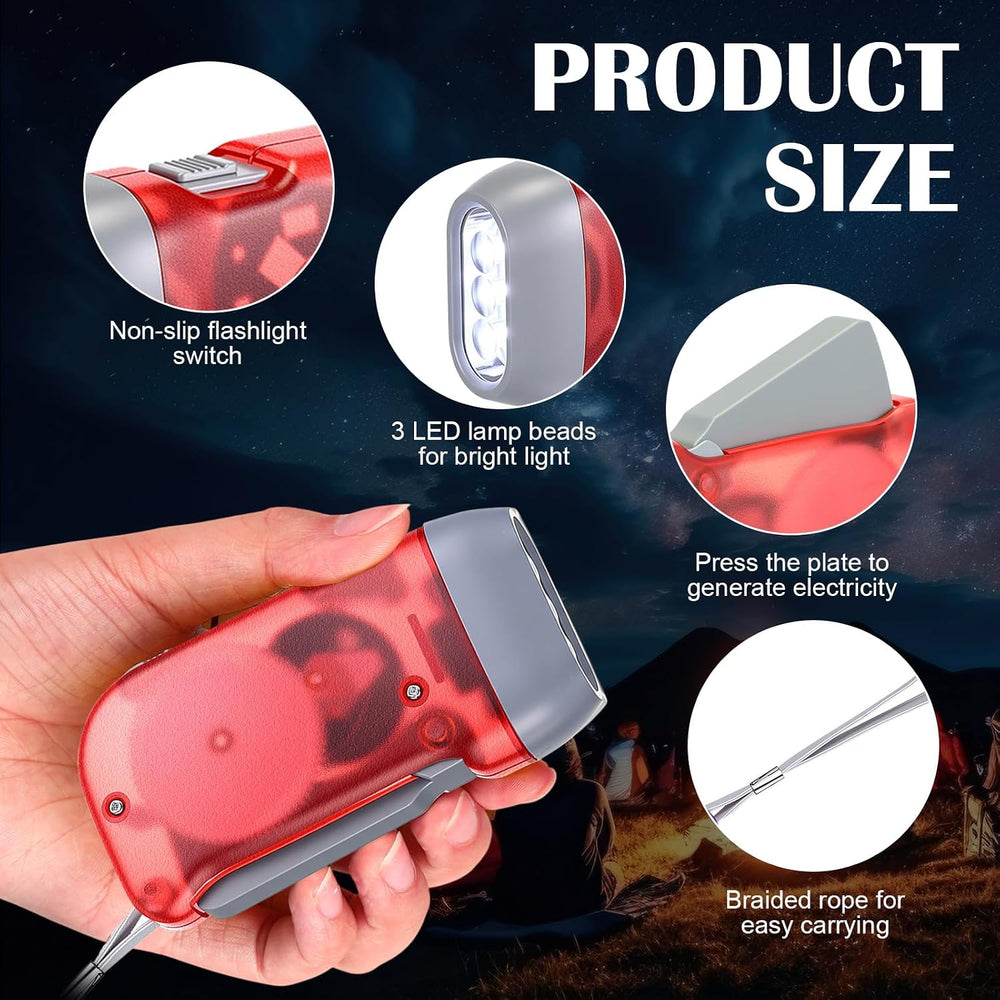 Leelosp 48 Hand Crank Flashlights,Red Blue Purple Orange