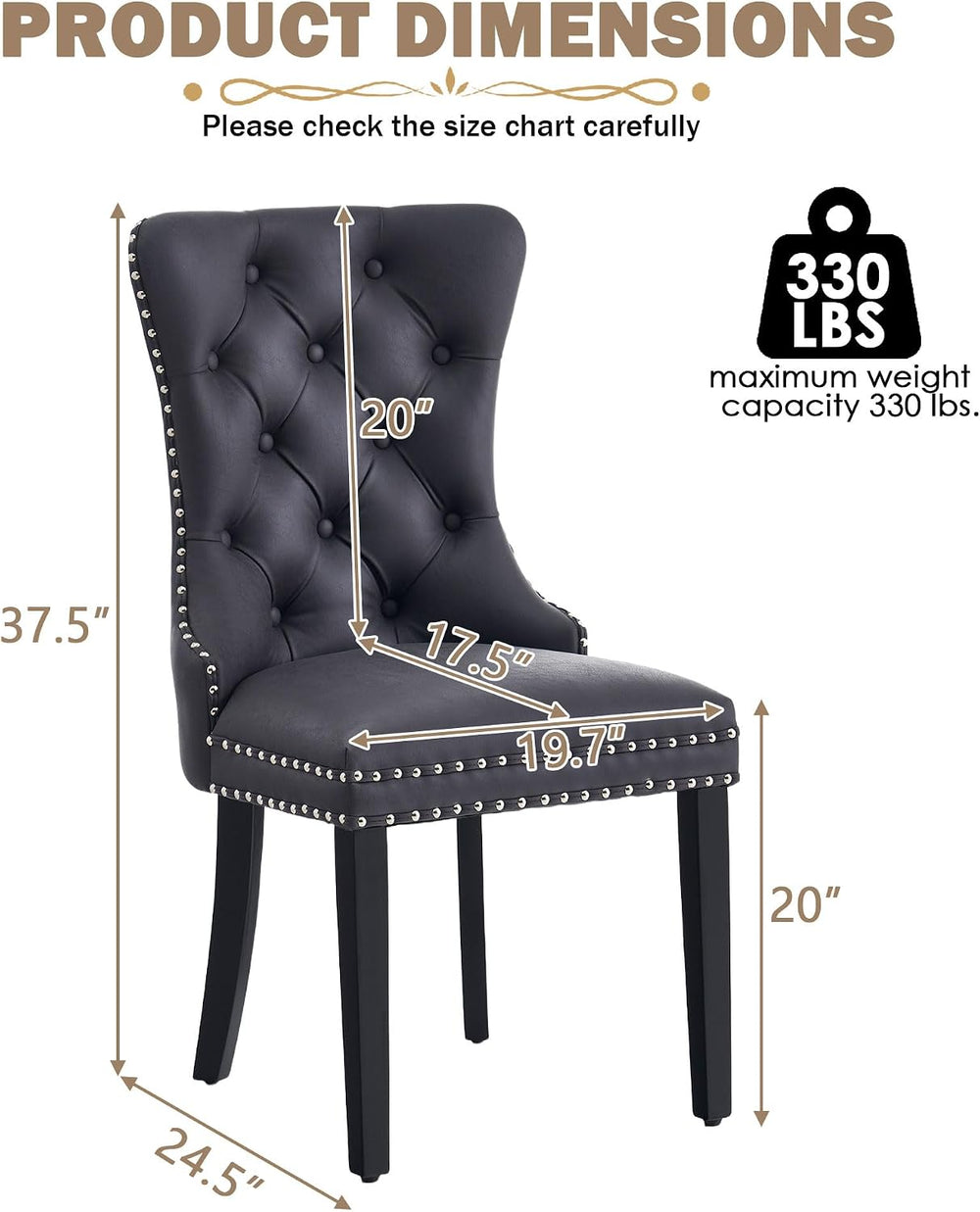 Leather Dining Chairs, Black Dining Chairs Set of 4
