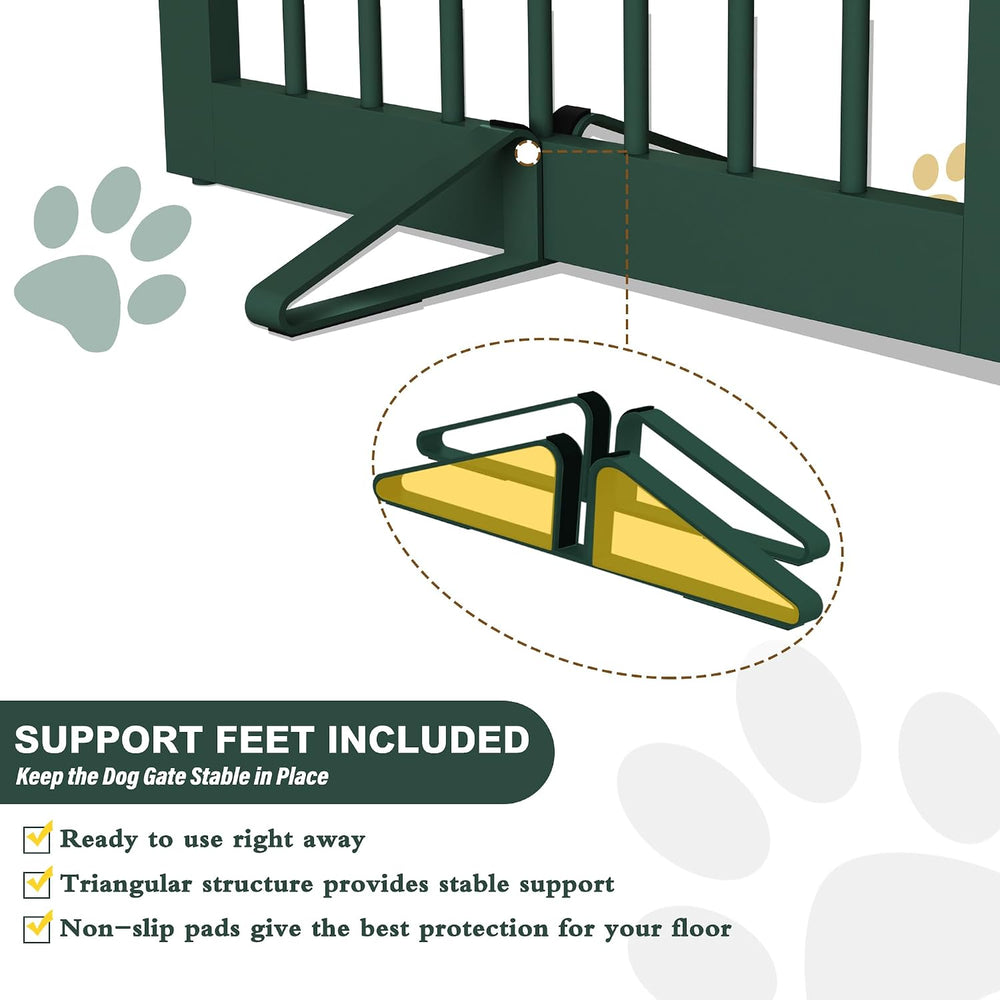 PUPETPO Freestanding Pet Gate for Dogs, Foldable Wooden Dog Gate for House, I...