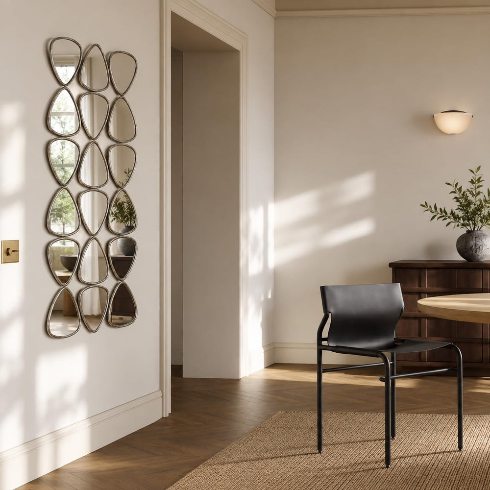 Large Geometric Decorative Wall Mirror, 47.2 x 23.6 in, Silver Foil