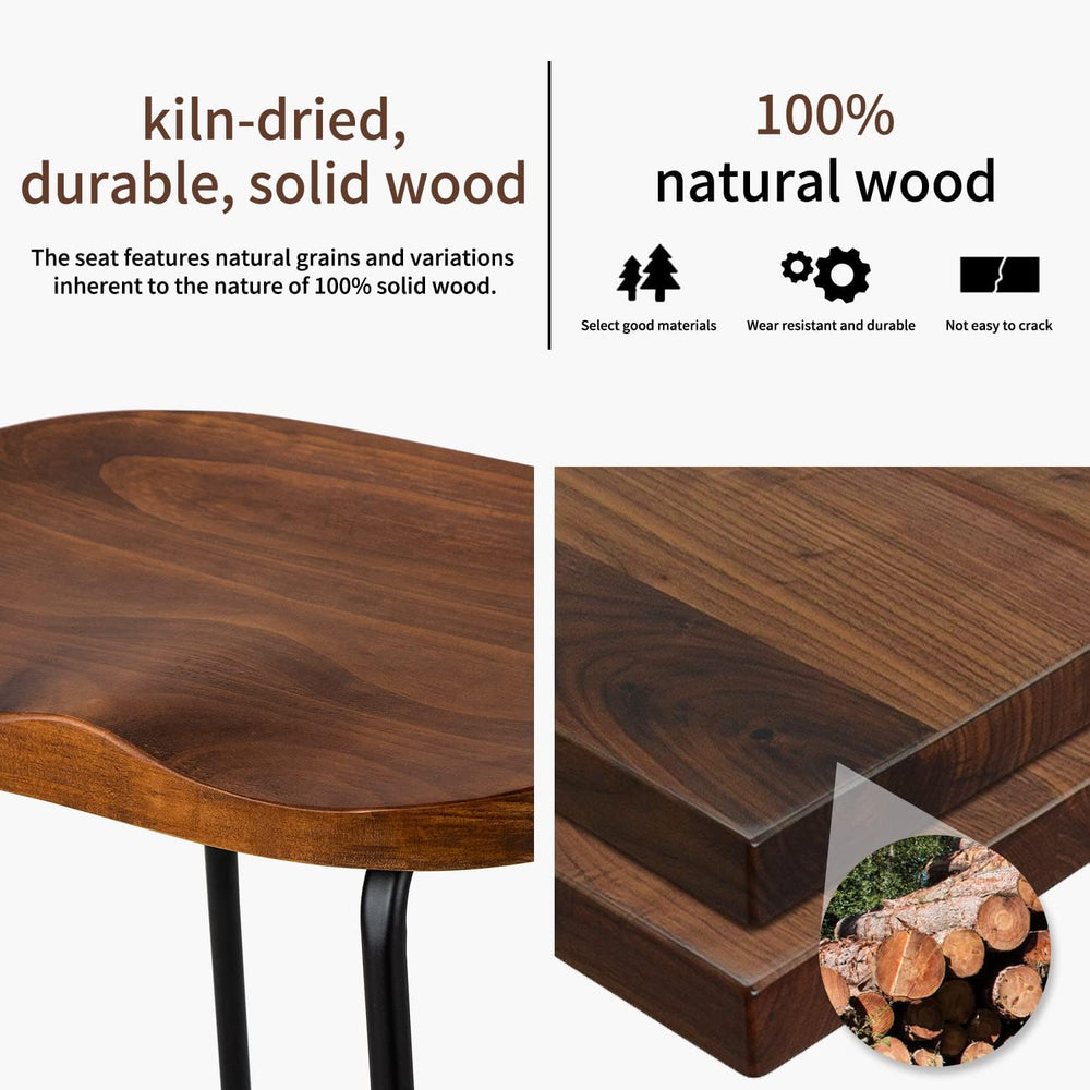 HeuGah 26" Wood Counter Height Bar Stools Set of 2 for Kitchen Island